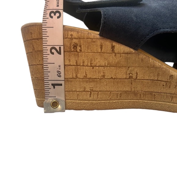 Mila Paoli Blue Suede Wedge Sandals Size 7.5 - Picture 10 of 12